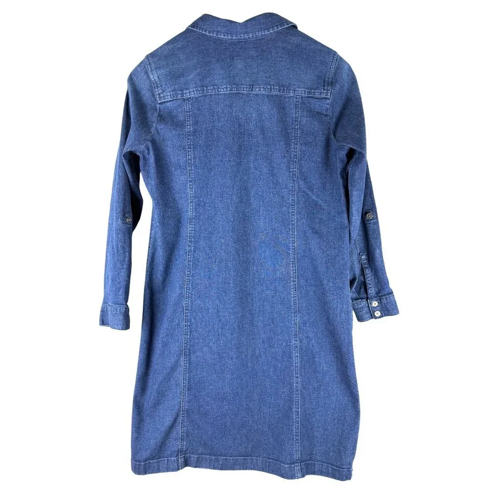 J.jill Country Club Coastal Preppy Denim Button Front Dress, Women's S Petite - Picture 2 of 8